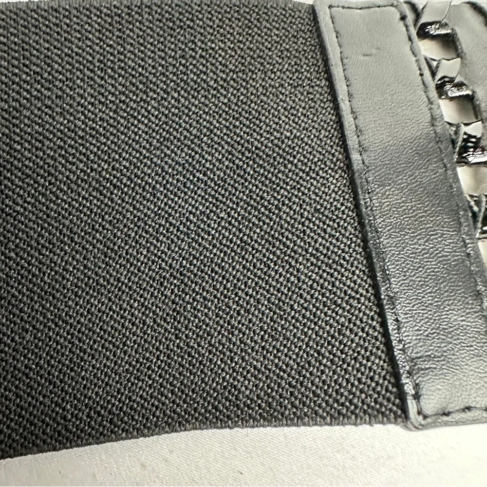 Black Open Weave Stretch‎ Back Wide Belt